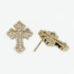 10k Solid Gold Diamond Cluster Cross Earrings - 50217