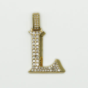 14k Solid Gold Diamond Letter "L" Pendant - 60327