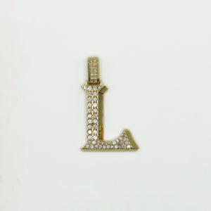 14k Solid Gold Diamond Letter "L" Pendant - 60327