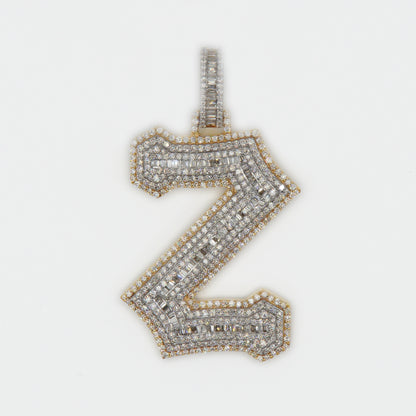 10k Solid Gold 3D VS1 Baguette Diamond Custom Letter Pendant - 60328