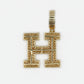 14k Solid Gold Diamond Capital Letter "H" Pendant - 60329