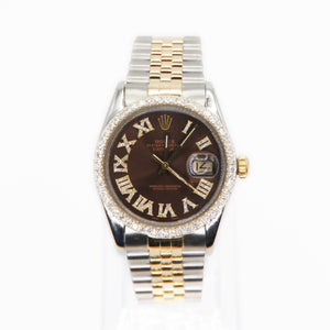 Rolex Datejust 36mm - Gold & Stainless Steel - Diamond Bezel & Brown Dial - 40064