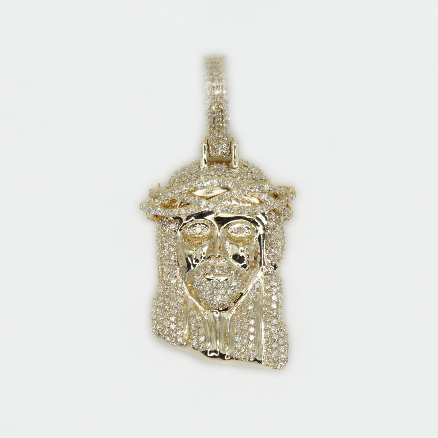 10k Solid Gold Diamond 1.5" Jesus Head - 60347