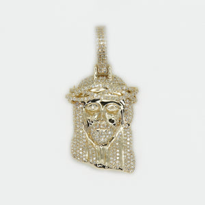 10k Solid Gold Diamond 1.5" Jesus Head - 60347