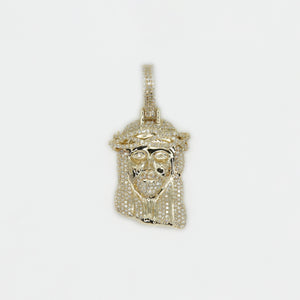 10k Solid Gold Diamond 1.5" Jesus Head - 60347