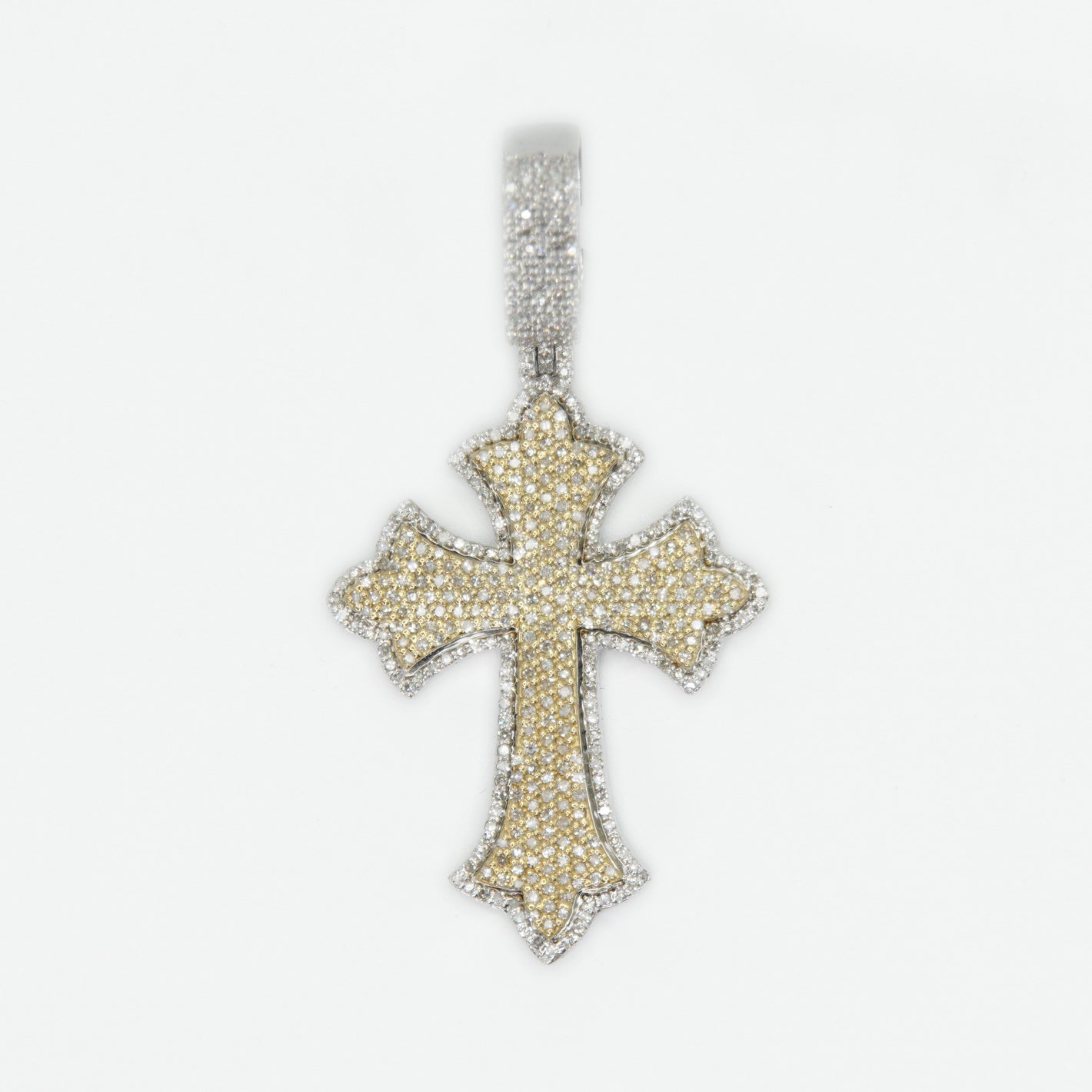 10k Solid Gold Diamond 1.75" Elevated Pointer Cross - 60332