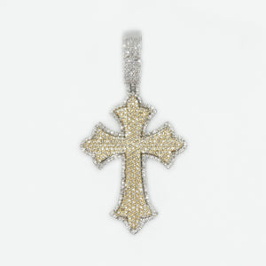 10k Solid Gold Diamond 1.75" Elevated Pointer Cross - 60332