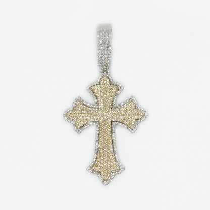 10k Solid Gold Diamond 1.75" Elevated Pointer Cross - 60332