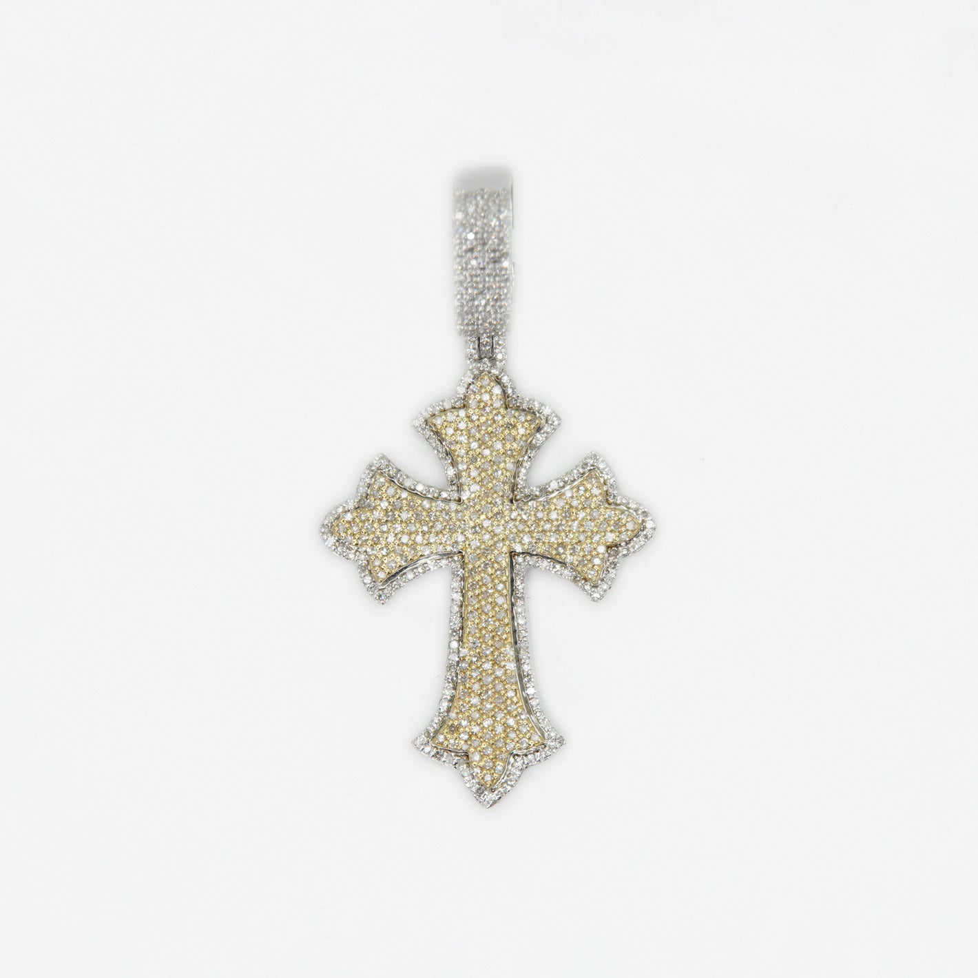 10k Solid Gold Diamond 1.75" Elevated Pointer Cross - 60332