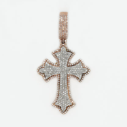 10k Solid Gold Diamond 1.75" Elevated Pointer Cross - 60332