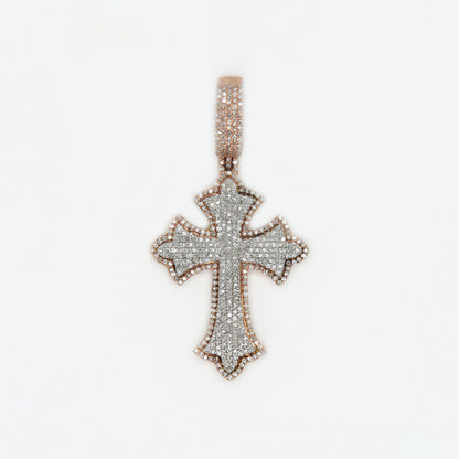 10k Solid Gold Diamond 1.75" Elevated Pointer Cross - 60332