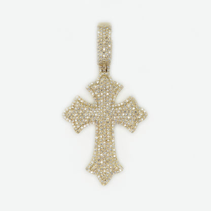 10k Solid Gold Diamond 1.75" Elevated Pointer Cross - 60332