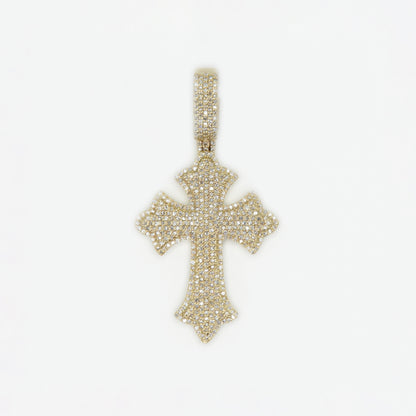 10k Solid Gold Diamond 1.75" Elevated Pointer Cross - 60332