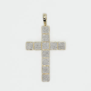 10k Solid Gold Diamond 2.5” Square Cross - 60337