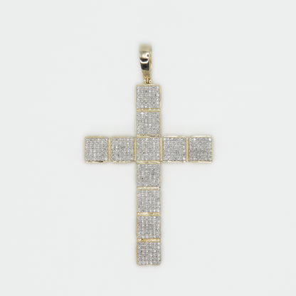 10k Solid Gold Diamond 2.5” Square Cross - 60337