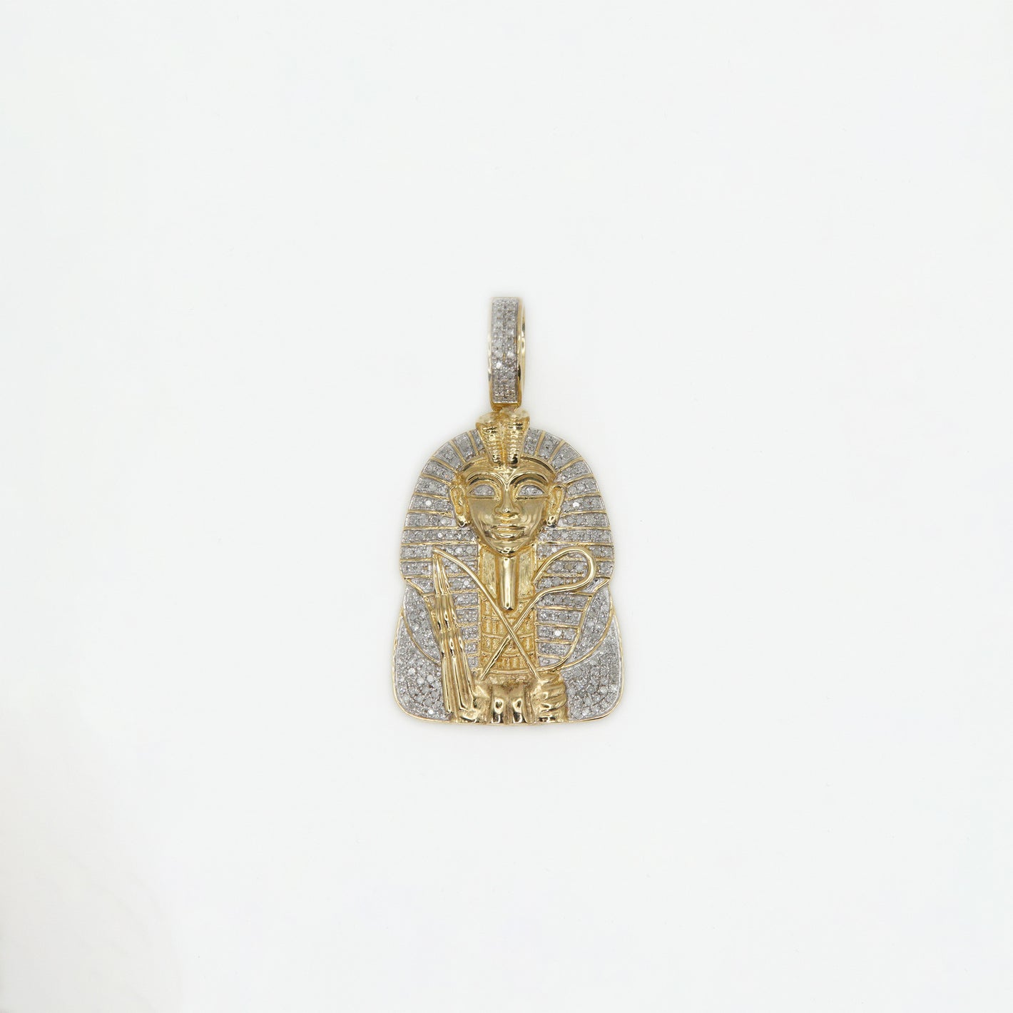 10k Solid Gold Diamond King Tut Pendant - 60336