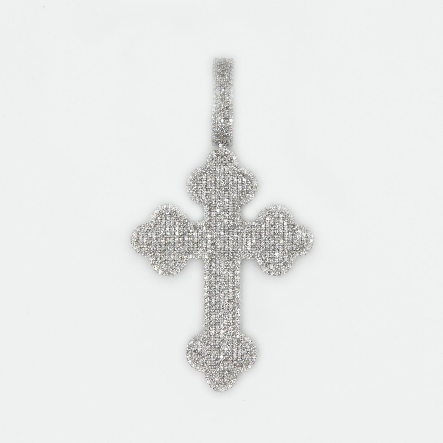 10k Solid White Gold Diamond 2" Motif Cross - 60341