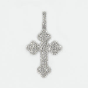 10k Solid White Gold Diamond 2" Motif Cross - 60341