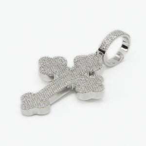 10k Solid White Gold Diamond 2" Motif Cross - 60341