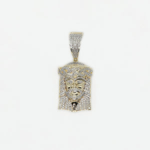 10k Solid Gold Diamond Iced Cuban Crown Jesus Head - 60345