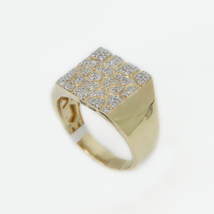 10k Solid Gold Diamond Gold Nugget Ring - 30216