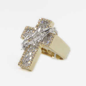 10k Solid Gold VS1 Diamond Baguette Thorn Cross Ring - 30213