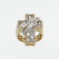 10k Solid Gold VS1 Diamond Baguette Thorn Cross Ring - 30213