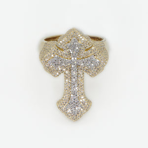 10k Solid Gold Diamond 3D Edge Cross Ring - 30219