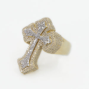 10k Solid Gold Diamond 3D Edge Cross Ring - 30219