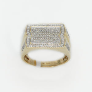 10k Solid Gold Diamond Curved Rectangle Ring - 30228