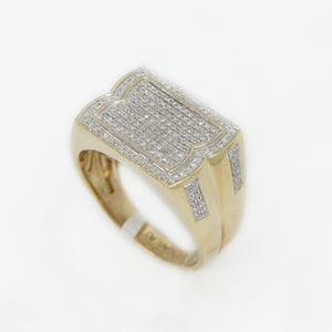 10k Solid Gold Diamond Curved Rectangle Ring - 30228