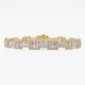 10k Solid Gold 8mm VS1 Baguette Diamond H-Link Bracelet - 20075