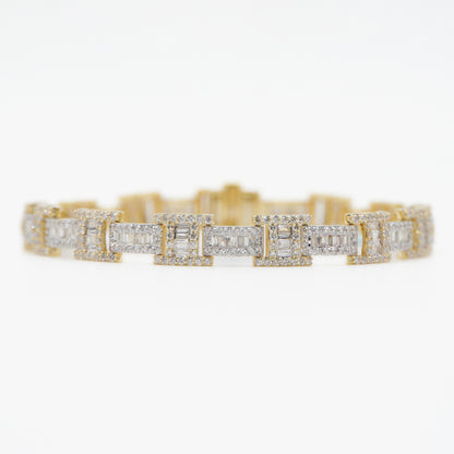 10k Solid Gold 8mm VS1 Baguette Diamond H-Link Bracelet - 20075