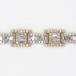 10k Solid Gold 8mm VS1 Baguette Diamond H-Link Bracelet - 20075