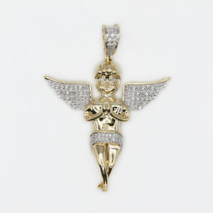 10k Solid Gold Diamond Praying Angel Pendant - 60350