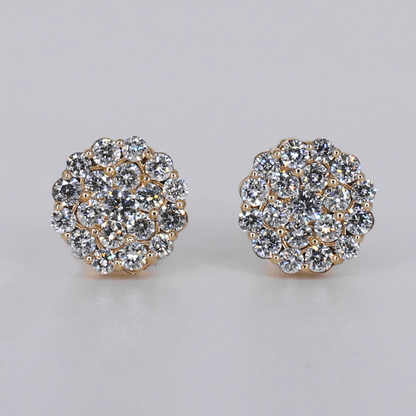 14k Solid Gold VVS Lab Diamond 10.5mm Flower Earrings - 50341