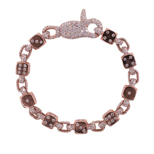 10k Solid Rose Gold VVS Diamond Dice Bracelet - 20189