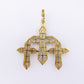 10k Solid Gold Diamond Puff Triple Cross Pendant - 60481