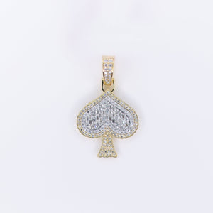 10k Solid Gold Diamond Baguette Spade Pendant - 60484