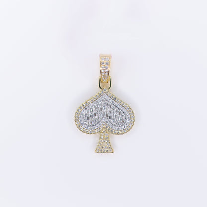 10k Solid Gold Diamond Baguette Spade Pendant - 60484