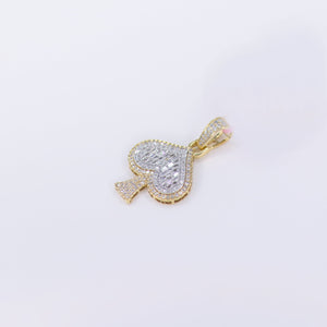 10k Solid Gold Diamond Baguette Spade Pendant - 60484