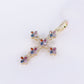 10k Solid Gold Diamond Mulit-Gem Infinity Cross Pendant - 60485