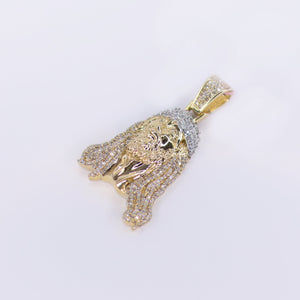 10k Solid Gold Two-Tone Diamond 3D Jesus Head - 60486