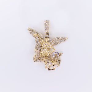 10k Solid Gold Diamond Saint Michael Pendant- 60487