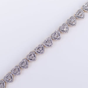 10k Solid Gold Diamond 3D Heart Tennis Bracelet - 20190