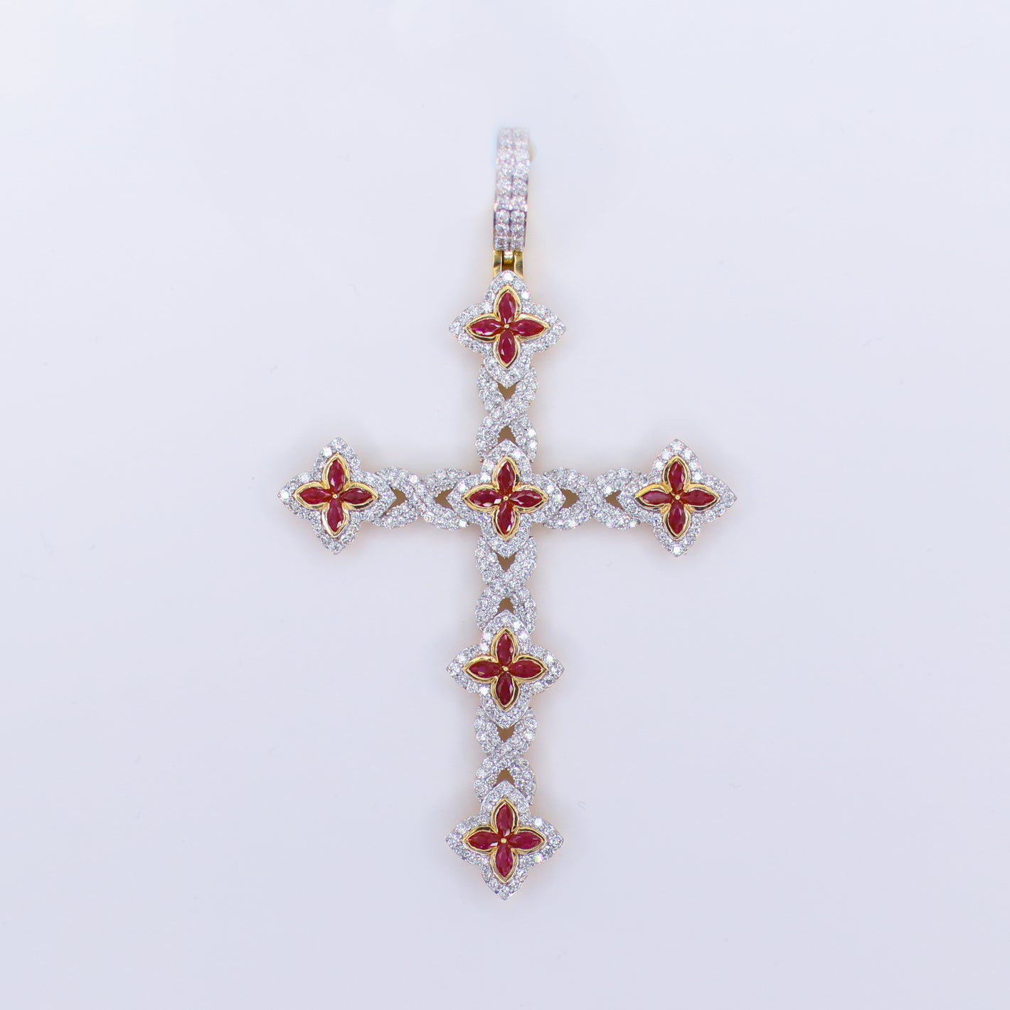 10k Solid Gold Diamond & Gemstone Infinity Cross Pendant - 60488