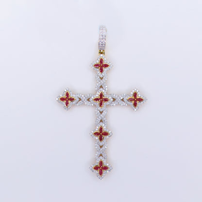 10k Solid Gold Diamond & Gemstone Infinity Cross Pendant - 60488