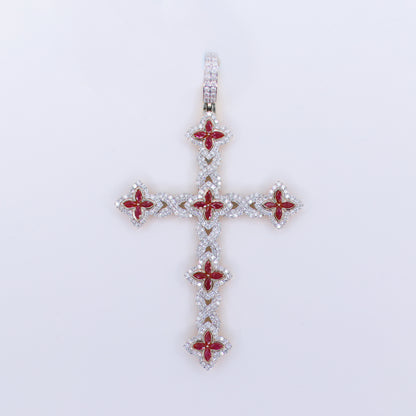 10k Solid Gold Diamond & Gemstone Infinity Cross Pendant - 60488