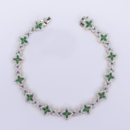 10k Solid Gold Diamond Gemstone 10.50mm Clover Infinity Bracelet - 20193