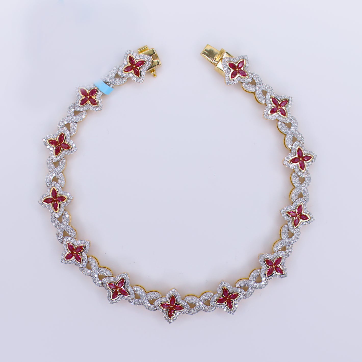 10k Solid Gold Diamond Gemstone 10.50mm Clover Infinity Bracelet - 20193
